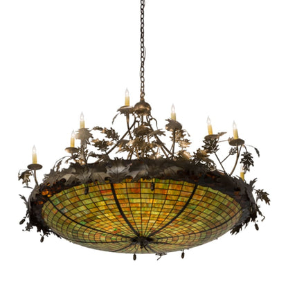 Meyda Tiffany Greenbriar Oak 12 Light 55" Wide Taper Candle Pendant