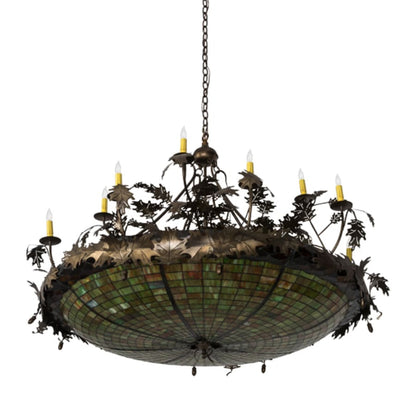 Meyda Tiffany Greenbriar Oak 12 Light 55" Wide Taper Candle Pendant