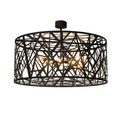 Meyda Tiffany Birds Nest 8 Light 54" Wide Semi-Flush Drum Ceiling Fixture