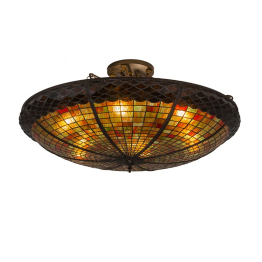 Meyda Tiffany Acorn 6 Light 36" Wide Semi-Flush Bowl Ceiling Fixture