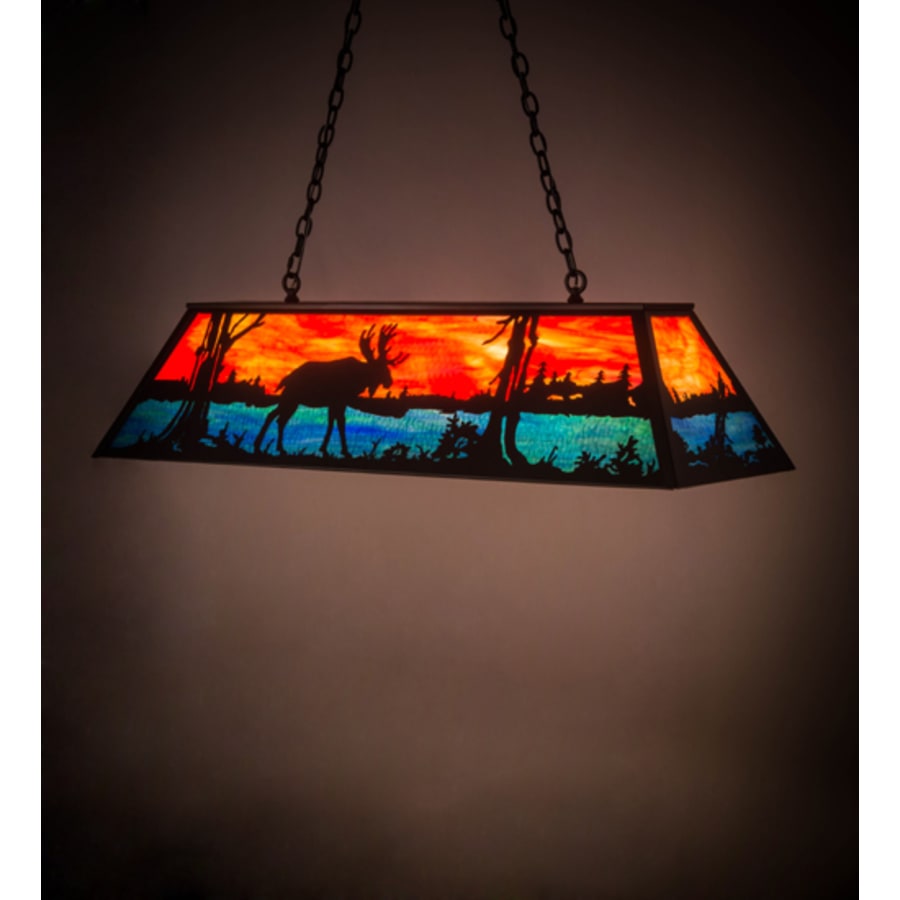 Meyda Tiffany Moose at Lake 6 Light 48" Wide Linear Pendant