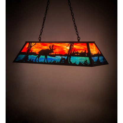 Meyda Tiffany Moose at Lake 6 Light 48" Wide Linear Pendant