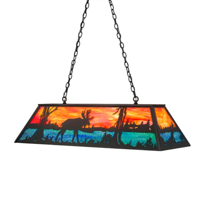 Meyda Tiffany Moose at Lake 6 Light 48" Wide Linear Pendant