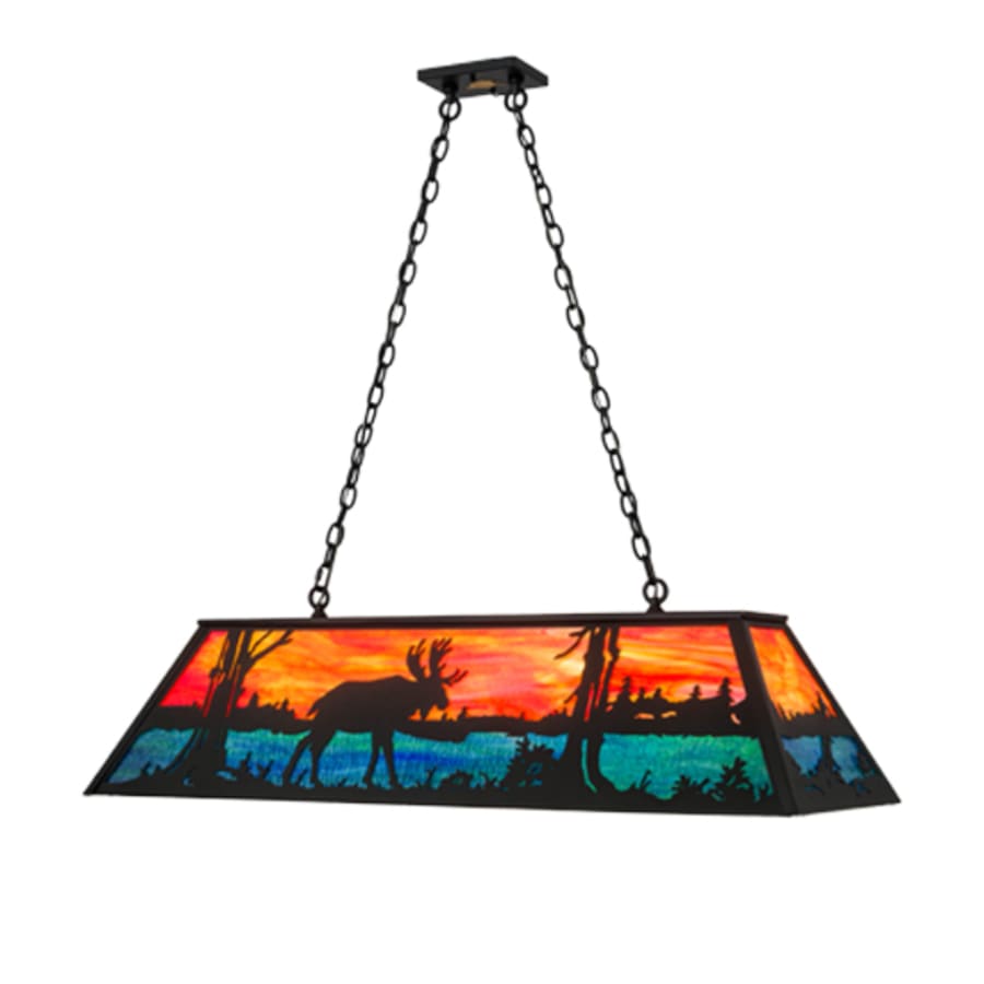 Meyda Tiffany Moose at Lake 6 Light 48" Wide Linear Pendant