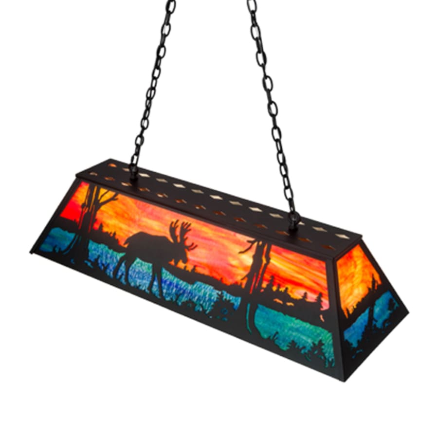 Meyda Tiffany Moose at Lake 6 Light 48" Wide Linear Pendant