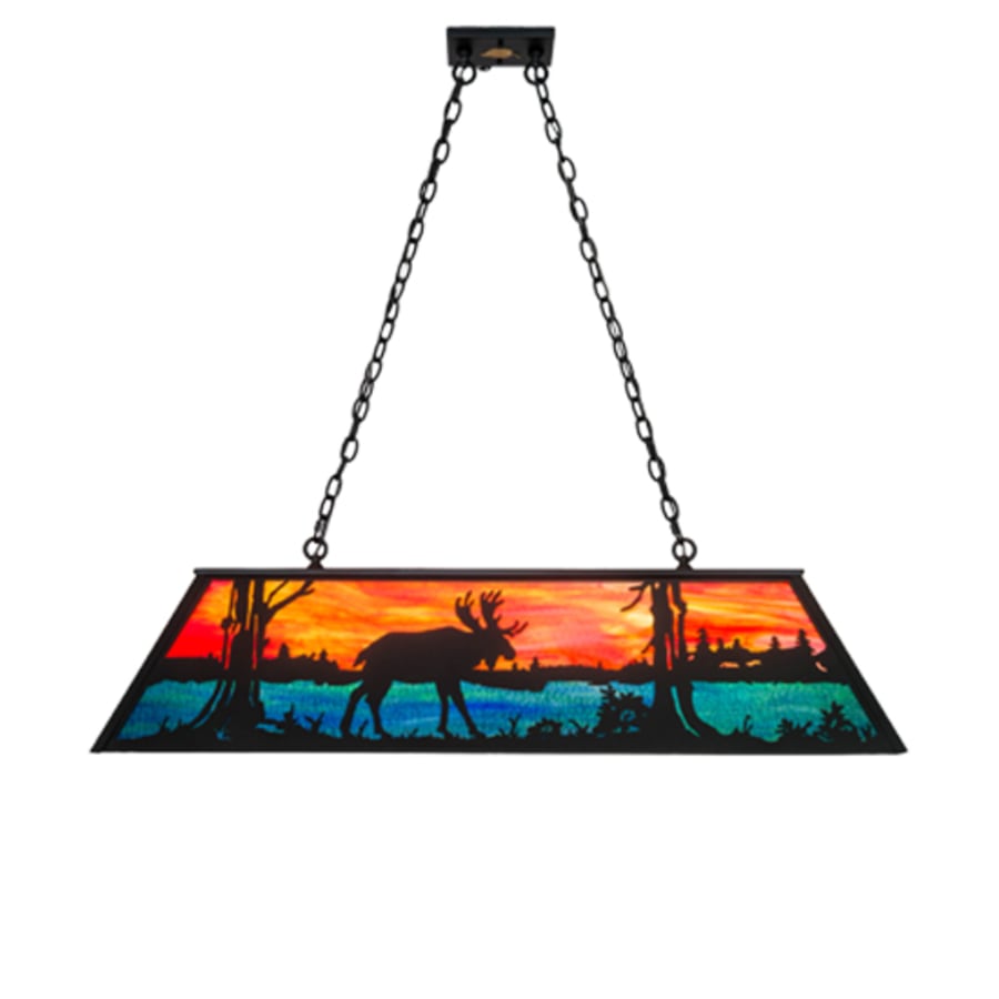 Meyda Tiffany Moose at Lake 6 Light 48" Wide Linear Pendant