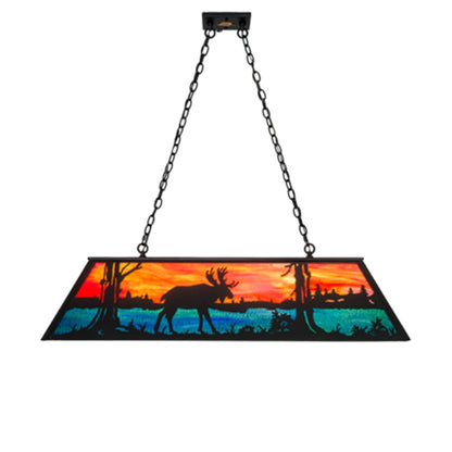 Meyda Tiffany Moose at Lake 6 Light 48" Wide Linear Pendant