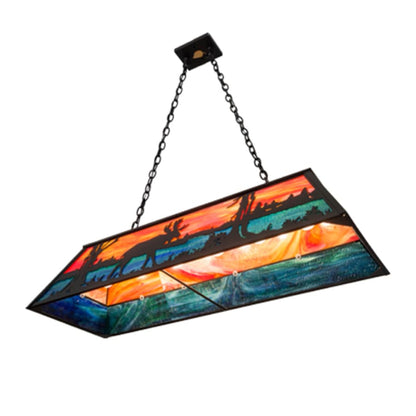 Meyda Tiffany Moose at Lake 6 Light 48" Wide Linear Pendant