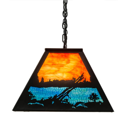 Meyda Tiffany Moose at Lake 6 Light 48" Wide Linear Pendant