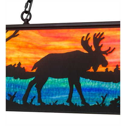 Meyda Tiffany Moose at Lake 6 Light 48" Wide Linear Pendant