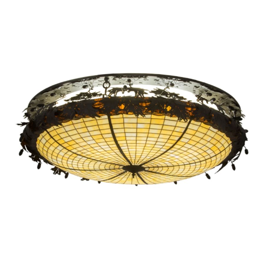 Meyda Tiffany Greenbriar Oak 8 Light 52" Wide Semi-Flush Bowl Ceiling Fixture - Antique Copper Finish - GU24 Bulb Base