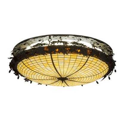 Meyda Tiffany Greenbriar Oak 8 Light 52" Wide Semi-Flush Bowl Ceiling Fixture - Antique Copper Finish - GU24 Bulb Base