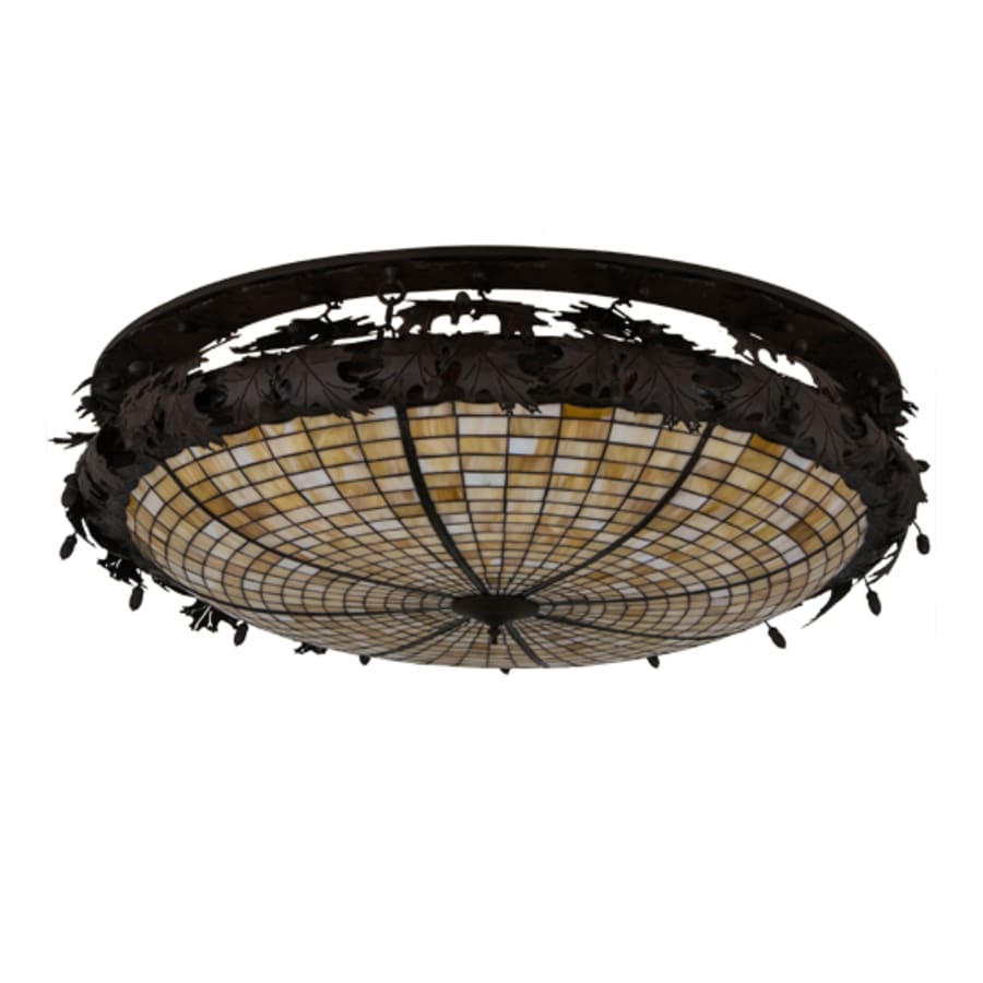 Meyda Tiffany Greenbriar Oak 8 Light 52" Wide Semi-Flush Bowl Ceiling Fixture - Antique Copper Finish - GU24 Bulb Base