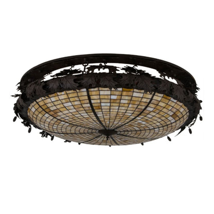 Meyda Tiffany Greenbriar Oak 8 Light 52" Wide Semi-Flush Bowl Ceiling Fixture - Antique Copper Finish - GU24 Bulb Base
