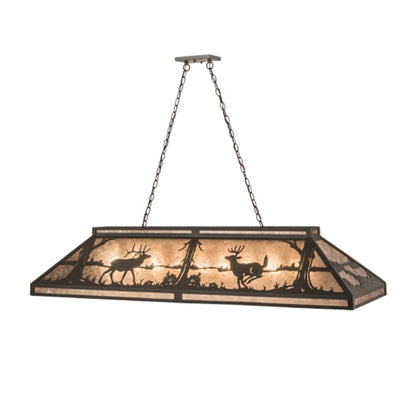 Meyda Tiffany Elk and Deer at Lake 9 Light 61" Wide Linear Pendant