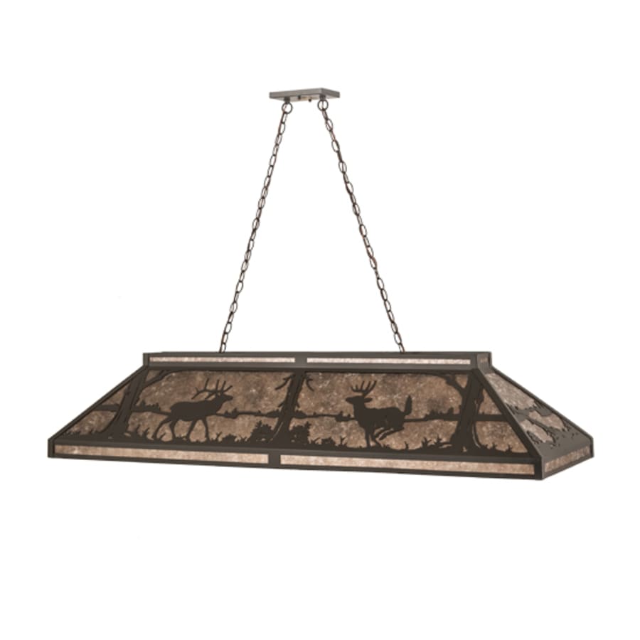 Meyda Tiffany Elk and Deer at Lake 9 Light 61" Wide Linear Pendant