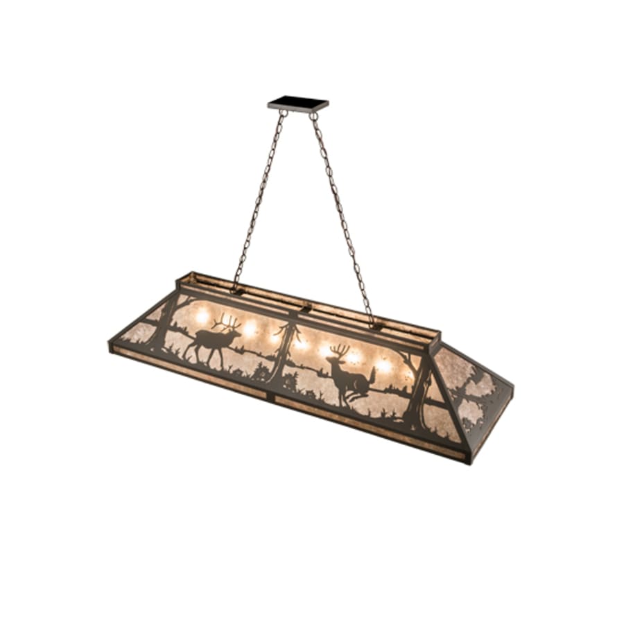 Meyda Tiffany Elk and Deer at Lake 9 Light 61" Wide Linear Pendant