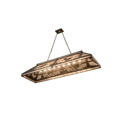 Meyda Tiffany Elk and Deer at Lake 9 Light 61" Wide Linear Pendant