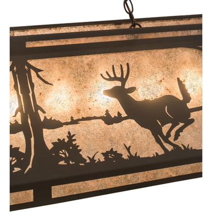 Meyda Tiffany Elk and Deer at Lake 9 Light 61" Wide Linear Pendant