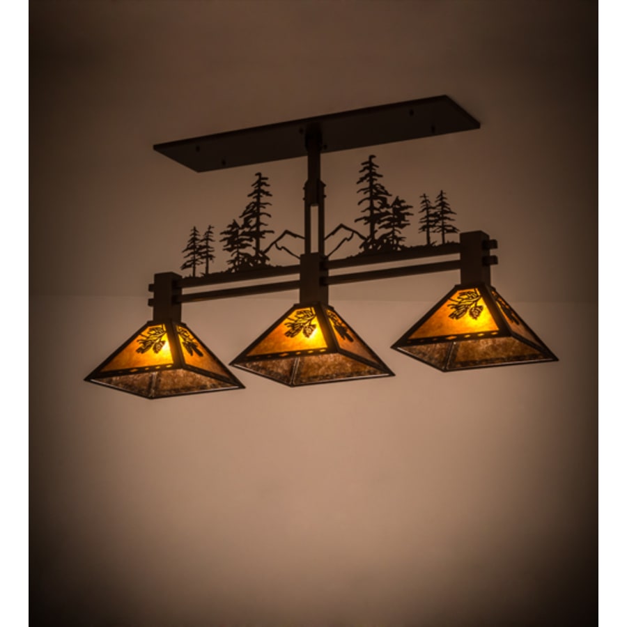 Meyda Tiffany Tall Pines 3 Light 45" Wide Linear Pendant