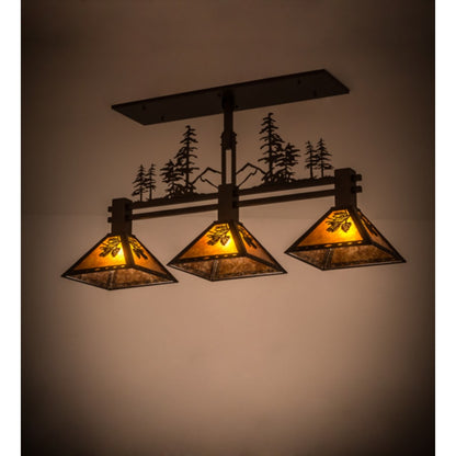 Meyda Tiffany Tall Pines 3 Light 45" Wide Linear Pendant