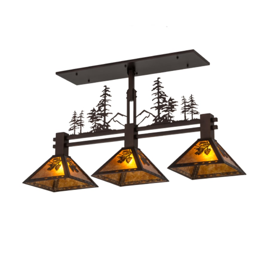 Meyda Tiffany Tall Pines 3 Light 45" Wide Linear Pendant
