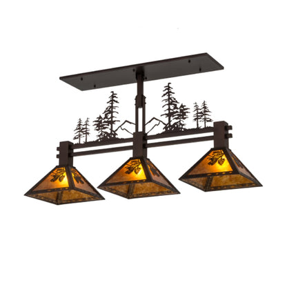 Meyda Tiffany Tall Pines 3 Light 45" Wide Linear Pendant