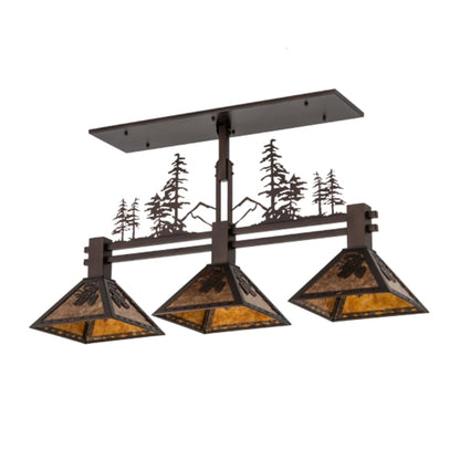Meyda Tiffany Tall Pines 3 Light 45" Wide Linear Pendant
