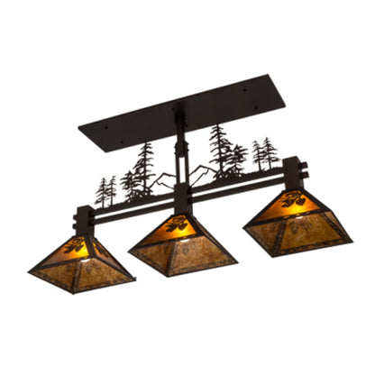 Meyda Tiffany Tall Pines 3 Light 45" Wide Linear Pendant