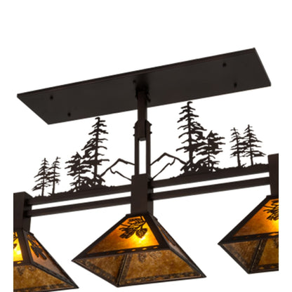 Meyda Tiffany Tall Pines 3 Light 45" Wide Linear Pendant