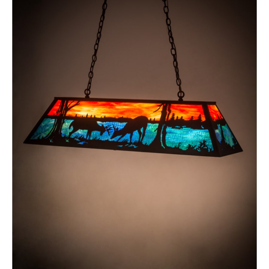 Meyda Tiffany Battling Bucks 6 Light 48" Wide Linear Pendant