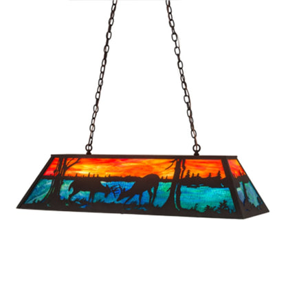 Meyda Tiffany Battling Bucks 6 Light 48" Wide Linear Pendant