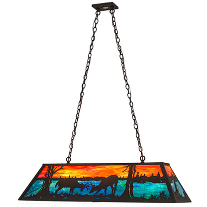 Meyda Tiffany Battling Bucks 6 Light 48" Wide Linear Pendant