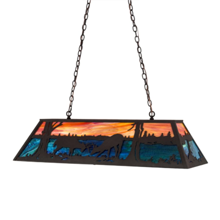 Meyda Tiffany Battling Bucks 6 Light 48" Wide Linear Pendant