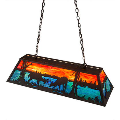 Meyda Tiffany Battling Bucks 6 Light 48" Wide Linear Pendant