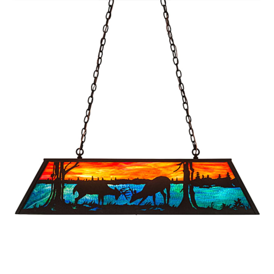 Meyda Tiffany Battling Bucks 6 Light 48" Wide Linear Pendant