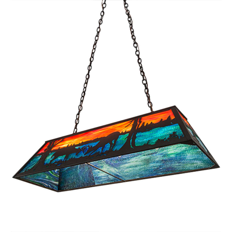 Meyda Tiffany Battling Bucks 6 Light 48" Wide Linear Pendant
