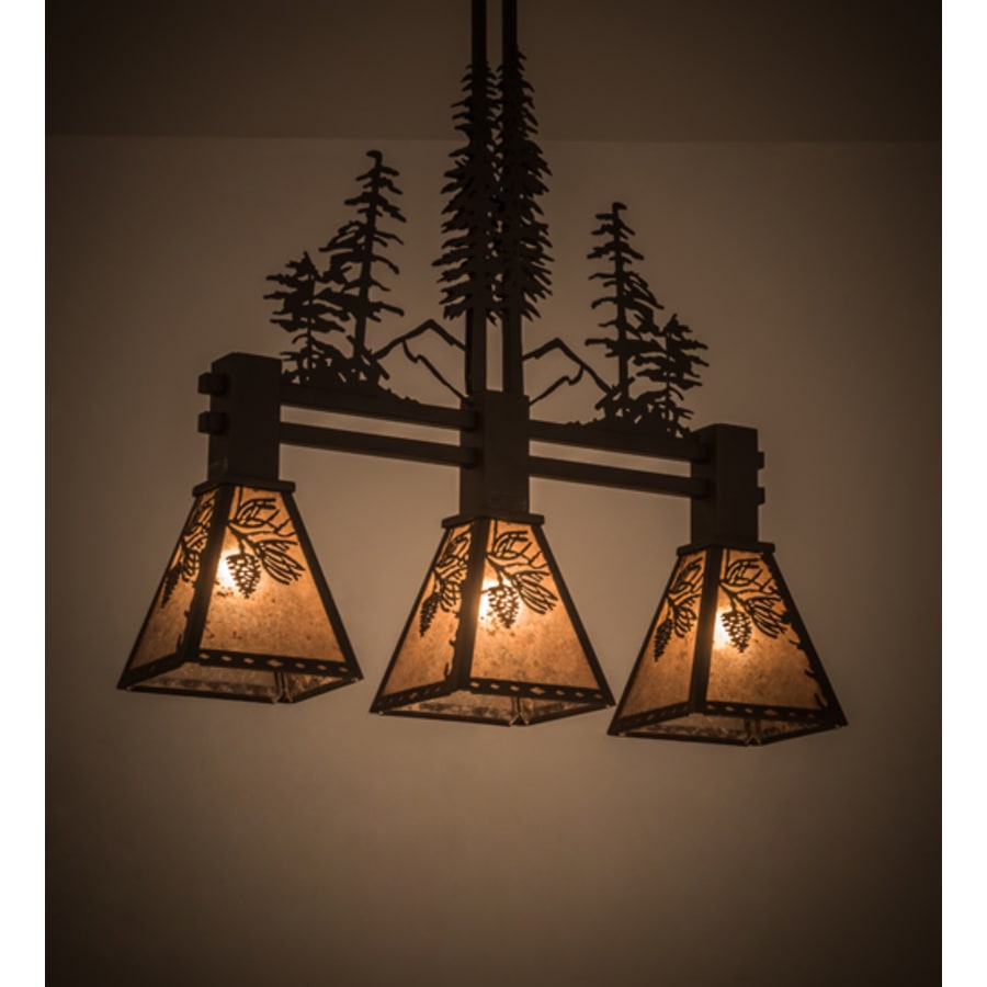 Meyda Tiffany Tall Pines 3 Light 30" Wide Linear Pendant