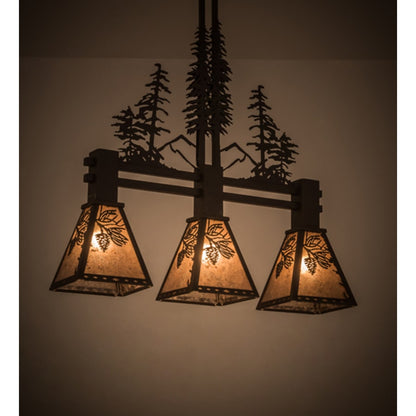 Meyda Tiffany Tall Pines 3 Light 30" Wide Linear Pendant