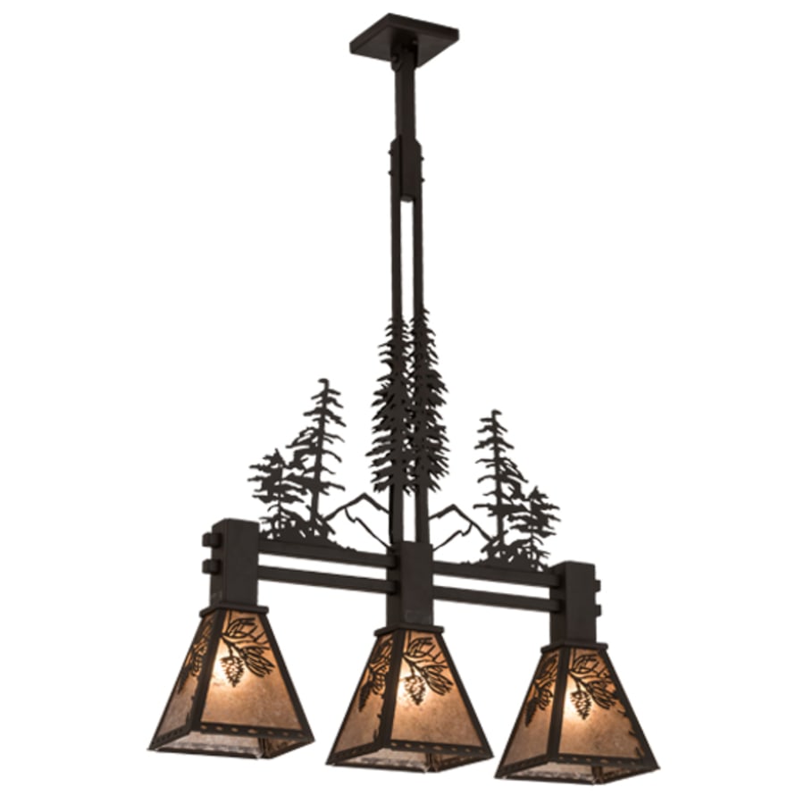 Meyda Tiffany Tall Pines 3 Light 30" Wide Linear Pendant