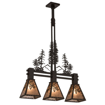 Meyda Tiffany Tall Pines 3 Light 30" Wide Linear Pendant