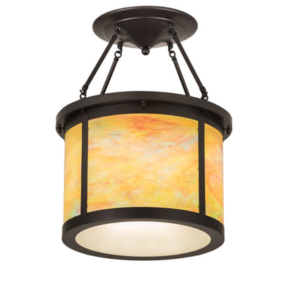 Meyda Tiffany Arts and Crafts 4 Light 20" Wide Semi-Flush Drum Ceiling Fixture