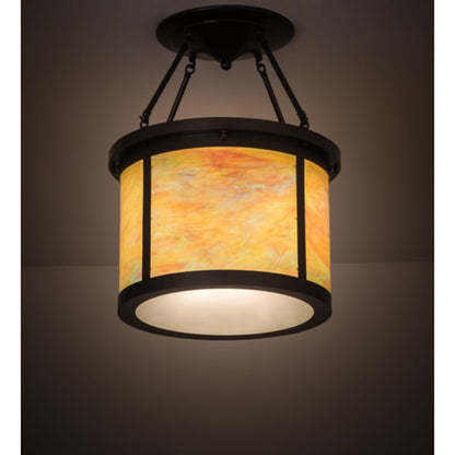 Meyda Tiffany Arts and Crafts 4 Light 20" Wide Semi-Flush Drum Ceiling Fixture