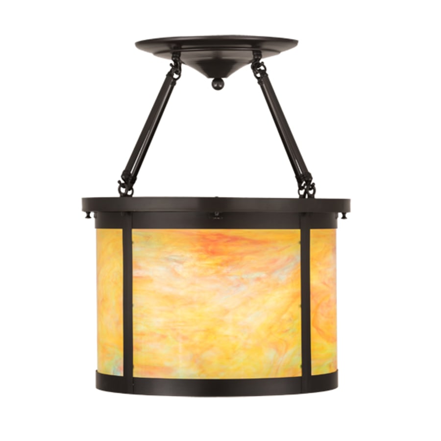 Meyda Tiffany Arts and Crafts 4 Light 20" Wide Semi-Flush Drum Ceiling Fixture