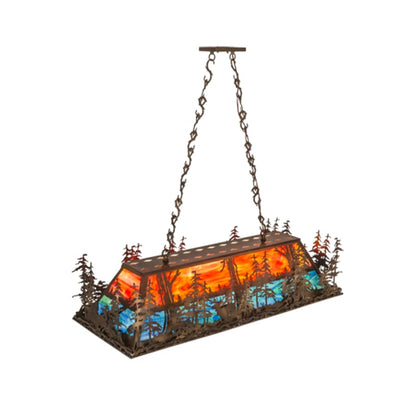 Meyda Tiffany 6 Light 54" Wide Billiard Linear Pendant