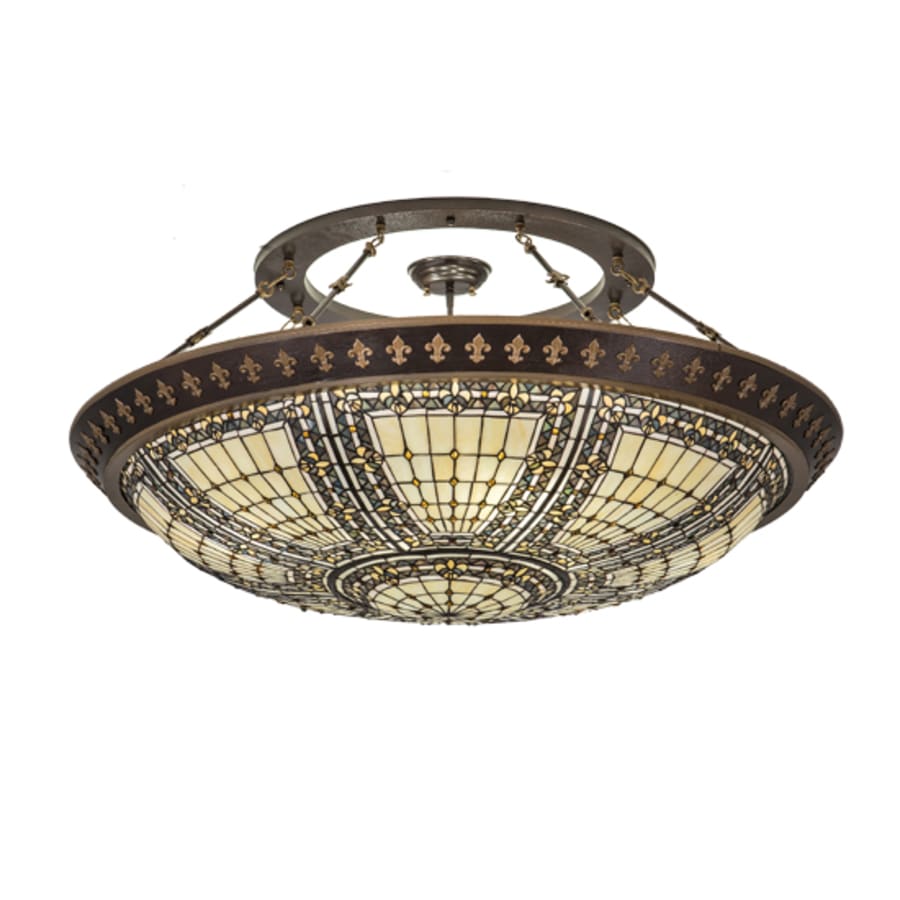Meyda Tiffany Fleur-de-lis 8 Light 45" Wide Semi-Flush Bowl Ceiling Fixture - Copper Vein Finish