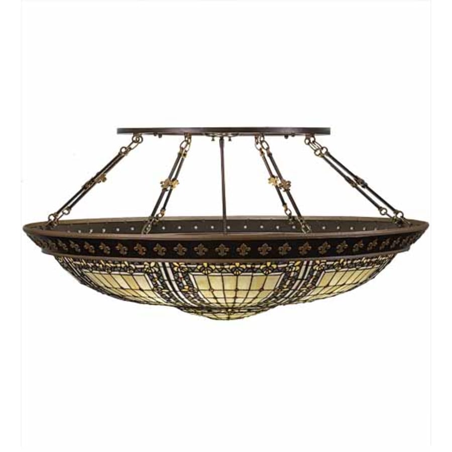 Meyda Tiffany Fleur-de-lis 8 Light 45" Wide Semi-Flush Bowl Ceiling Fixture - Copper Vein Finish