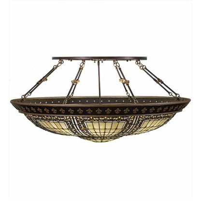 Meyda Tiffany Fleur-de-lis 8 Light 45" Wide Semi-Flush Bowl Ceiling Fixture - Copper Vein Finish