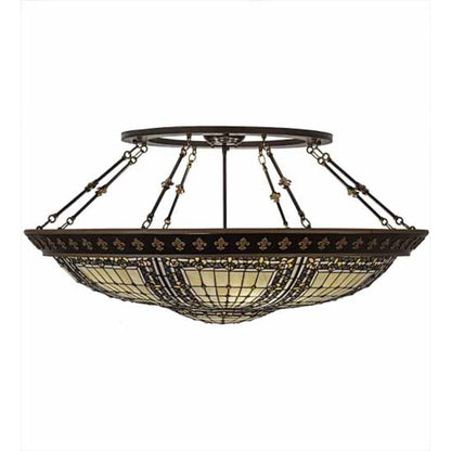 Meyda Tiffany Fleur-de-lis 8 Light 45" Wide Semi-Flush Bowl Ceiling Fixture - Copper Vein Finish