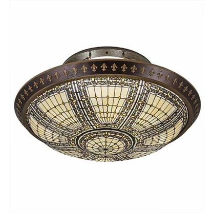 Meyda Tiffany Fleur-de-lis 8 Light 45" Wide Semi-Flush Bowl Ceiling Fixture - Copper Vein Finish
